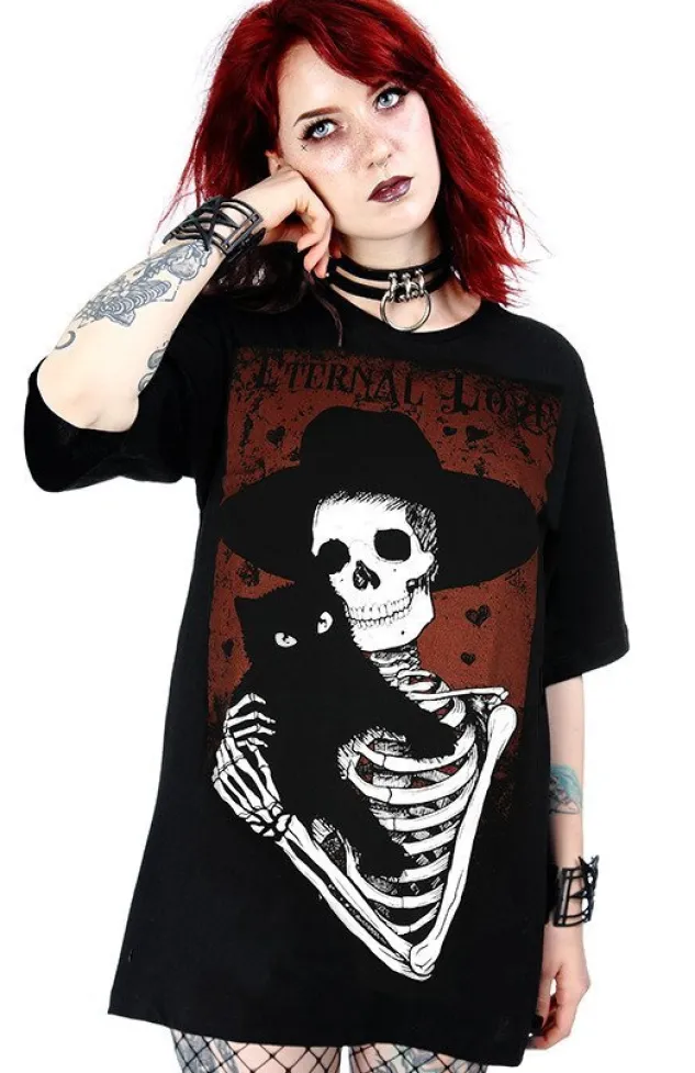 Restyle Black women oversize t-shirt skeleton ETERNAL LOVE