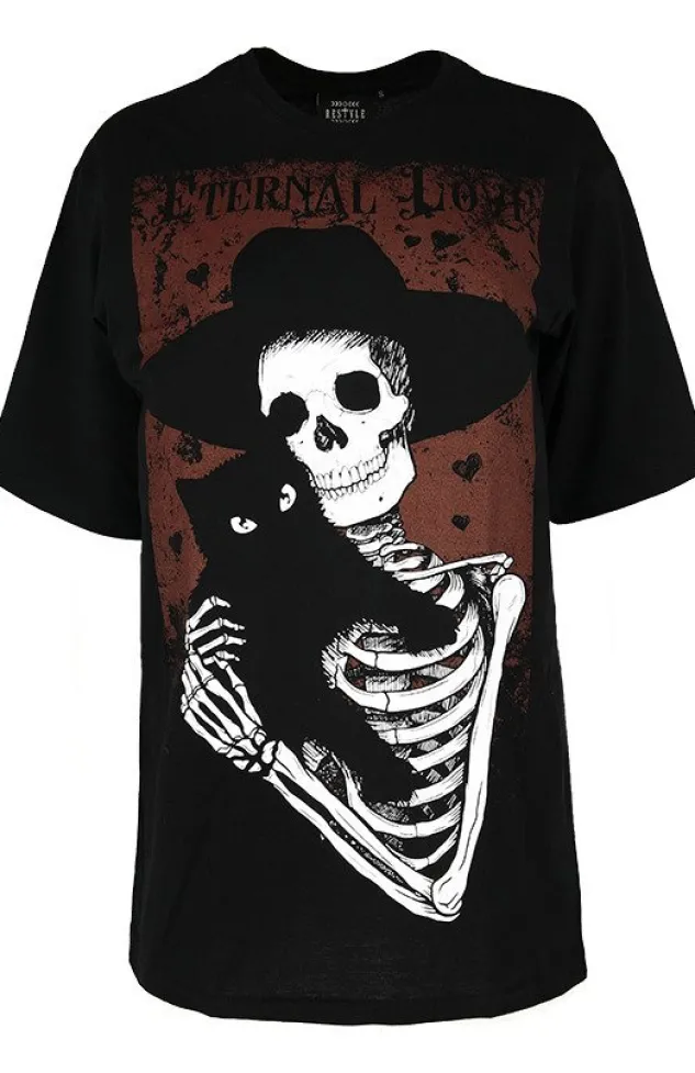 Restyle Black women oversize t-shirt skeleton ETERNAL LOVE