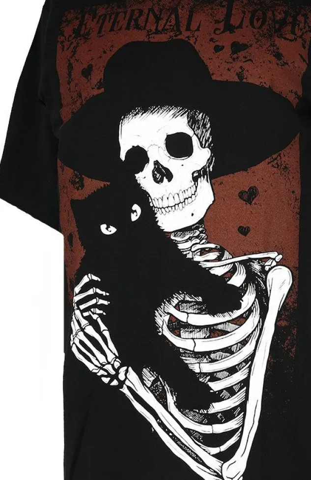 Restyle Black women oversize t-shirt skeleton ETERNAL LOVE