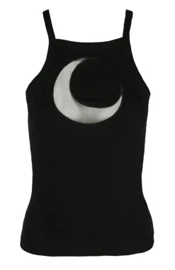 Restyle Black women`s Top Mesh Moon