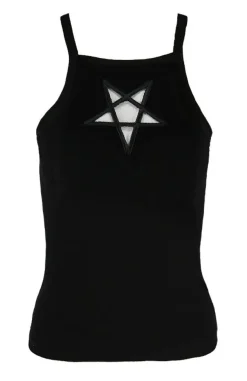 Restyle Black women`s Top Mesh Pentagram