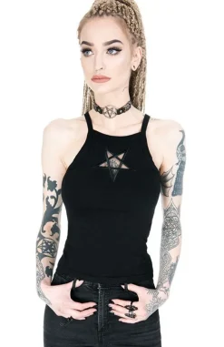 Restyle Black women`s Top Mesh Pentagram