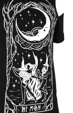 Restyle Black women`s t-shirt cold shoulder WITCHES CHANT