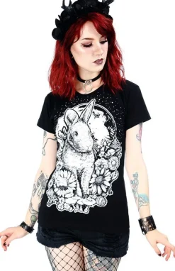 Restyle Black women`s T-shirt Moon Bunny