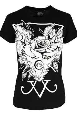 Restyle Black women`s T-shirt Threeheaded cat
