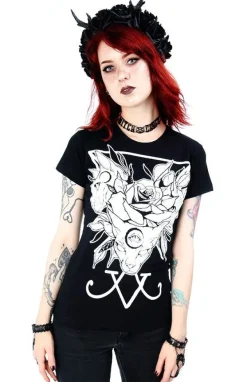 Restyle Black women`s T-shirt Threeheaded cat