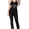 Restyle BONDED FLARE TROUSERS, HIGH WAIST LACED UP PANTS