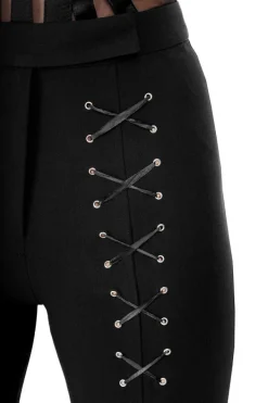Restyle BONDED FLARE TROUSERS, HIGH WAIST LACED UP PANTS