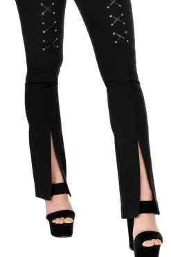 Restyle BONDED FLARE TROUSERS, HIGH WAIST LACED UP PANTS