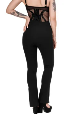 Restyle BONDED FLARE TROUSERS, HIGH WAIST LACED UP PANTS