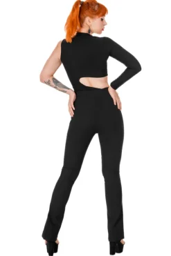 Restyle BONDED FLARE TROUSERS, HIGH WAIST LACED UP PANTS