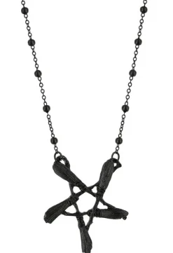 Restyle Broom Pentagram Black pendant for witches