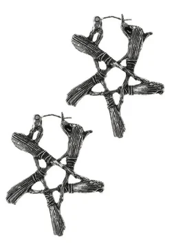 Restyle Broom pentagram silver earrings
