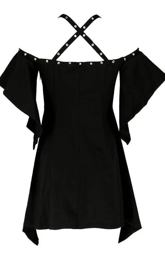 Restyle Calista Tunic, Black Jersey Dress with a Crescent