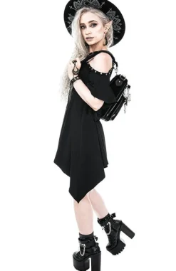 Restyle Calista Tunic, Black Jersey Dress with a Crescent