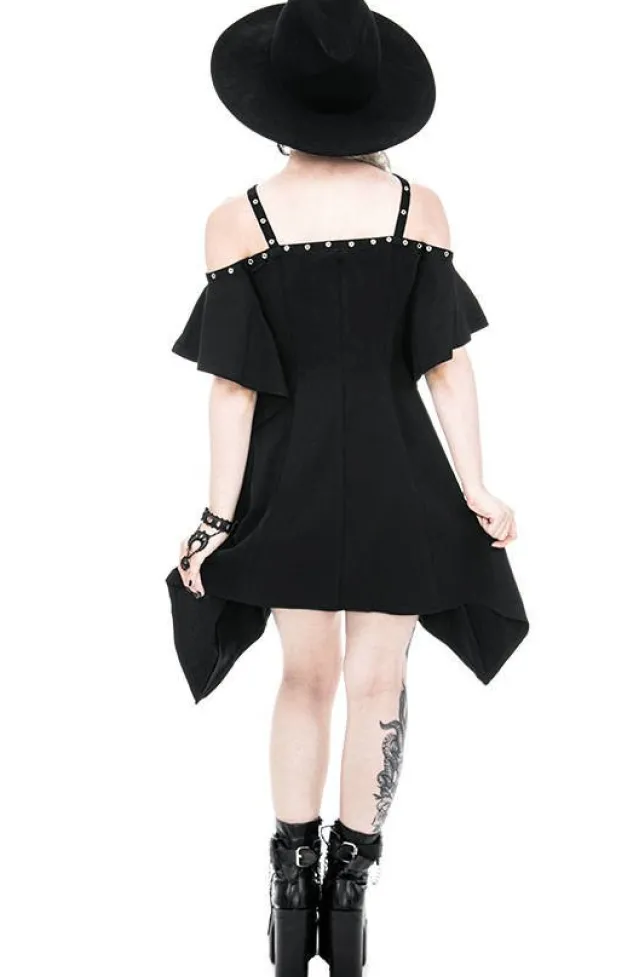 Restyle Calista Tunic, Black Jersey Dress with a Crescent