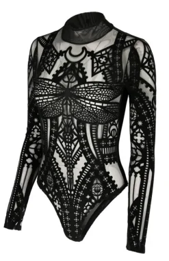 Restyle CATHEDRAL DRAGONFLY MESH & VELVET BODYSUIT