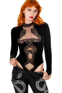 Restyle CATHEDRAL SNAKE BODYSUIT Velvet body with elongated sleeves