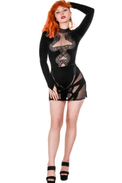 Restyle CATHEDRAL SNAKE BODYSUIT Velvet body with elongated sleeves