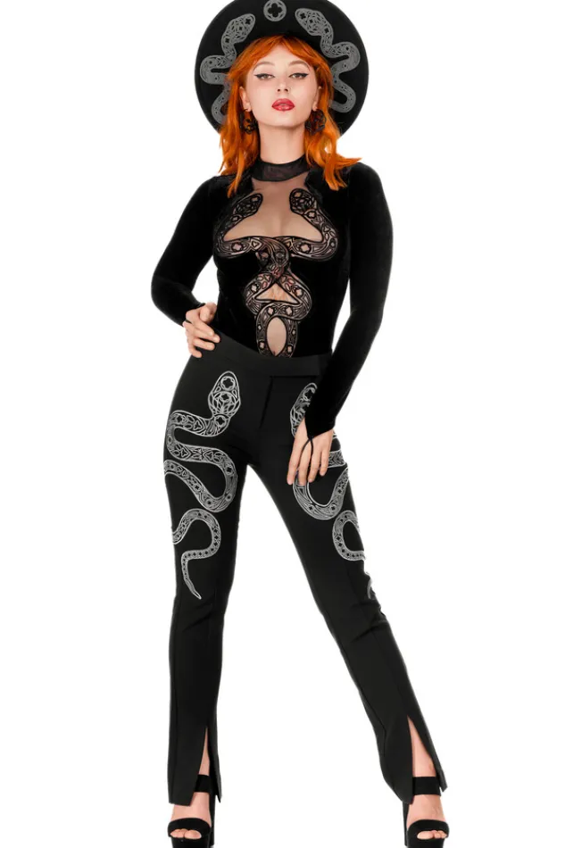Restyle CATHEDRAL SNAKE EMBROIDERED TROUSERS