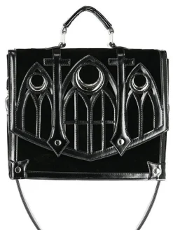 Restyle Cathedral Suitcase Black gothic bag with crescents