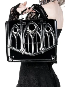 Restyle Cathedral Suitcase Black gothic bag with crescents