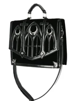 Restyle Cathedral Suitcase Black gothic bag with crescents
