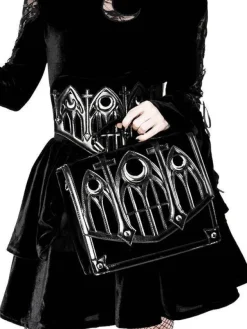 Restyle Cathedral Suitcase Black gothic bag with crescents