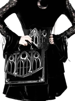 Restyle Cathedral Suitcase Black gothic bag with crescents