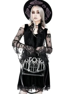 Restyle Cathedral Suitcase Black gothic bag with crescents