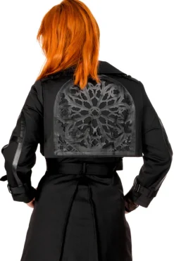 Restyle CATHEDRAL TRENCH COAT WITH LASER CUT ROSETTE