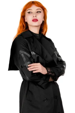Restyle CATHEDRAL TRENCH COAT WITH LASER CUT ROSETTE