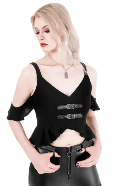 Restyle CATHEDRALIS BUCKLE PEPLUM TOP