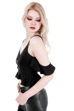 Restyle CATHEDRALIS BUCKLE PEPLUM TOP