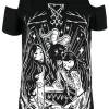 Restyle Cold shoulder LUCIFER T-shirt Occult blouse
