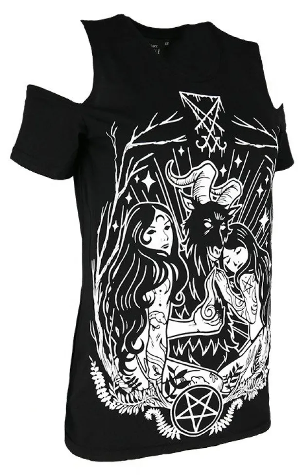 Restyle Cold shoulder LUCIFER T-shirt Occult blouse