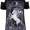 Restyle Cold shoulder t-shirt MAGICAL UNICORN PURPLE