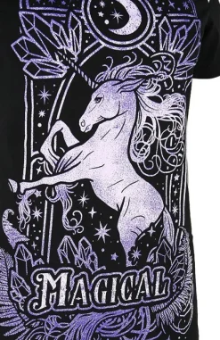 Restyle Cold shoulder t-shirt MAGICAL UNICORN PURPLE