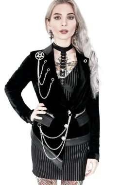 Restyle Collared Pinstriped Mini Gothic Dress