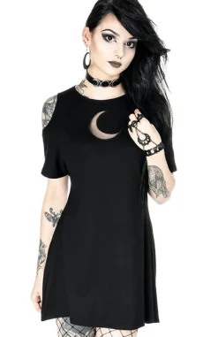 Restyle Crescent Dress oversized with cold shoulder, Mesh Moon Tunic, gothic tunic