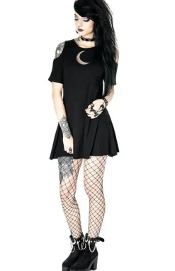 Restyle Crescent Dress oversized with cold shoulder, Mesh Moon Tunic, gothic tunic
