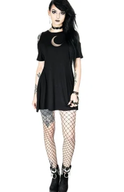 Restyle Crescent Dress oversized with cold shoulder, Mesh Moon Tunic, gothic tunic