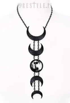Restyle Crescent long pendant, occult jewellery, luna "LUNAR BLACK NECKLACE"
