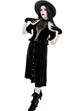 Restyle CRYPT VELVET MIDI SKIRT