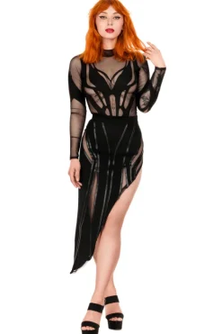 Restyle DESIREE SKIRT Asymmetric Skirt with PU seams