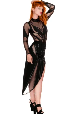 Restyle DESIREE SKIRT Asymmetric Skirt with PU seams