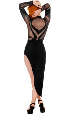 Restyle DESIREE SKIRT Asymmetric Skirt with PU seams