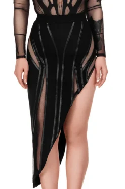 Restyle DESIREE SKIRT Asymmetric Skirt with PU seams