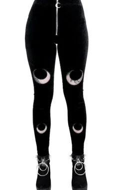 Restyle DOUBLE CRESCENT VELVET LEGGINGS gothic black leggings