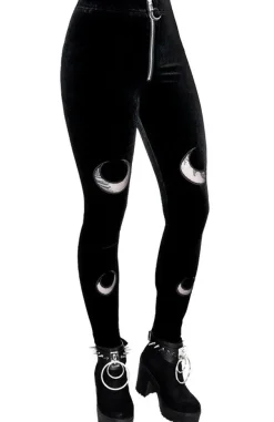 Restyle DOUBLE CRESCENT VELVET LEGGINGS gothic black leggings